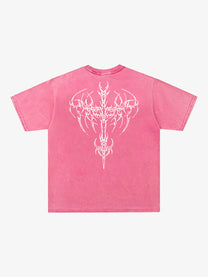 JKPTWSO | Barbed Thorn Crest Washed T-Shirt in Red - back view