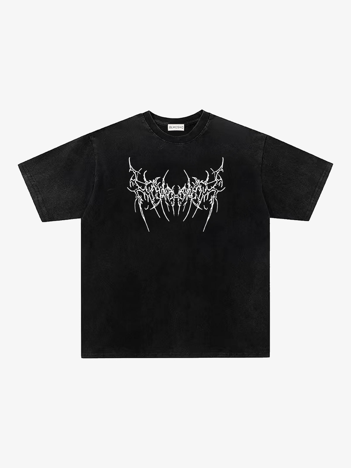 JKPTWSO | Barbed Thorn Crest Washed T-Shirt in Black - front view