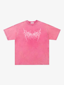 JKPTWSO | Barbed Thorn Crest Washed T-Shirt in Red - front view