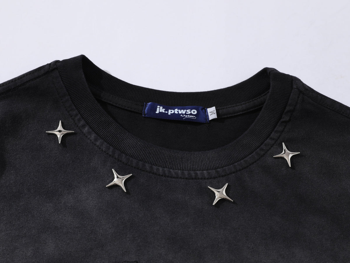 JKPTWSO | Star-Studded Distressed T-Shirt - product detail
