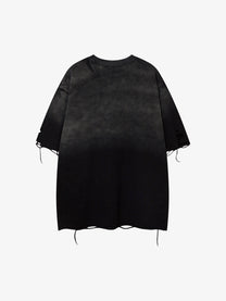 JKPTWSO | Star-Studded Distressed T-Shirt in Black - back view