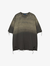 JKPTWSO | Star-Studded Distressed T-Shirt in Gray - front view