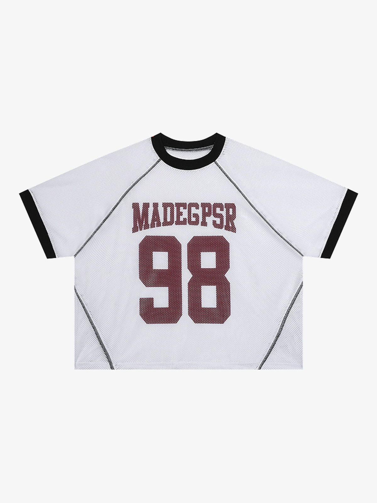 MADEGPSR | 98 Mesh Raglan Jersey in White - front view