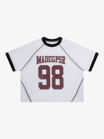 MADEGPSR | 98 Mesh Raglan Jersey in White - front view