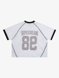 MADEGPSR | 98 Mesh Raglan Jersey in White - back view