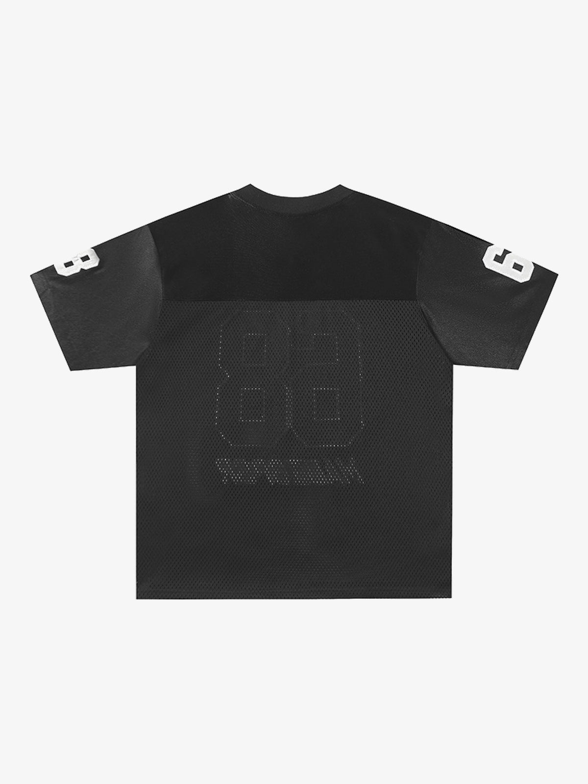 MADEGPSR | Appliqué 68 Mesh V-Neck Jersey in Black - back view