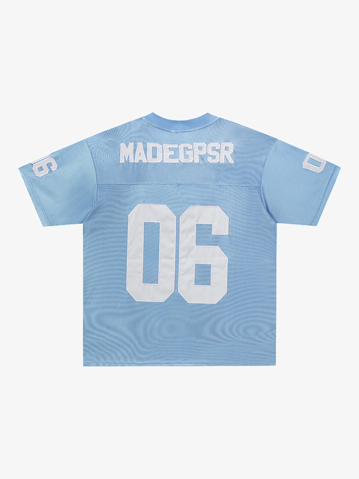 MADEGPSR | Appliqué 06 V-Neck Jersey in Light Blue - back view