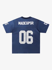 MADEGPSR | Appliqué 06 V-Neck Jersey in Royal Blue - back view