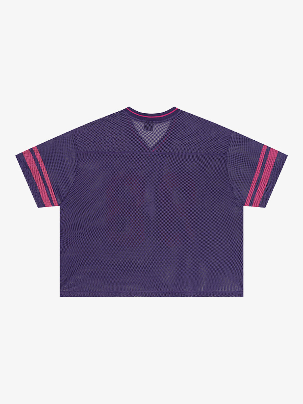 MADEGPSR | 88 Striped-Sleeve Mesh Jersey in Purple - back view