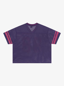 MADEGPSR | 88 Striped-Sleeve Mesh Jersey in Purple - back view