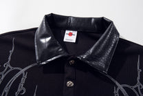 MCCNN | Ornamental Text Contrast-Trim Polo Shirt - product detail