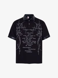 MCCNN | Ornamental Text Contrast-Trim Polo Shirt