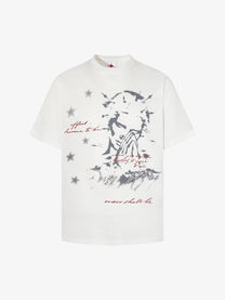MCCNN | Abstract Portrait and Star T-Shirt in White - front view
