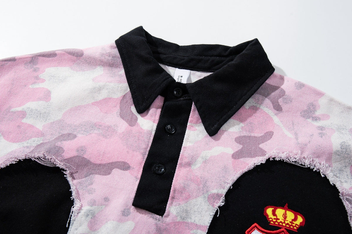 MFOUR | Raw-Edge Camo 39 Polo Shirt - product detail