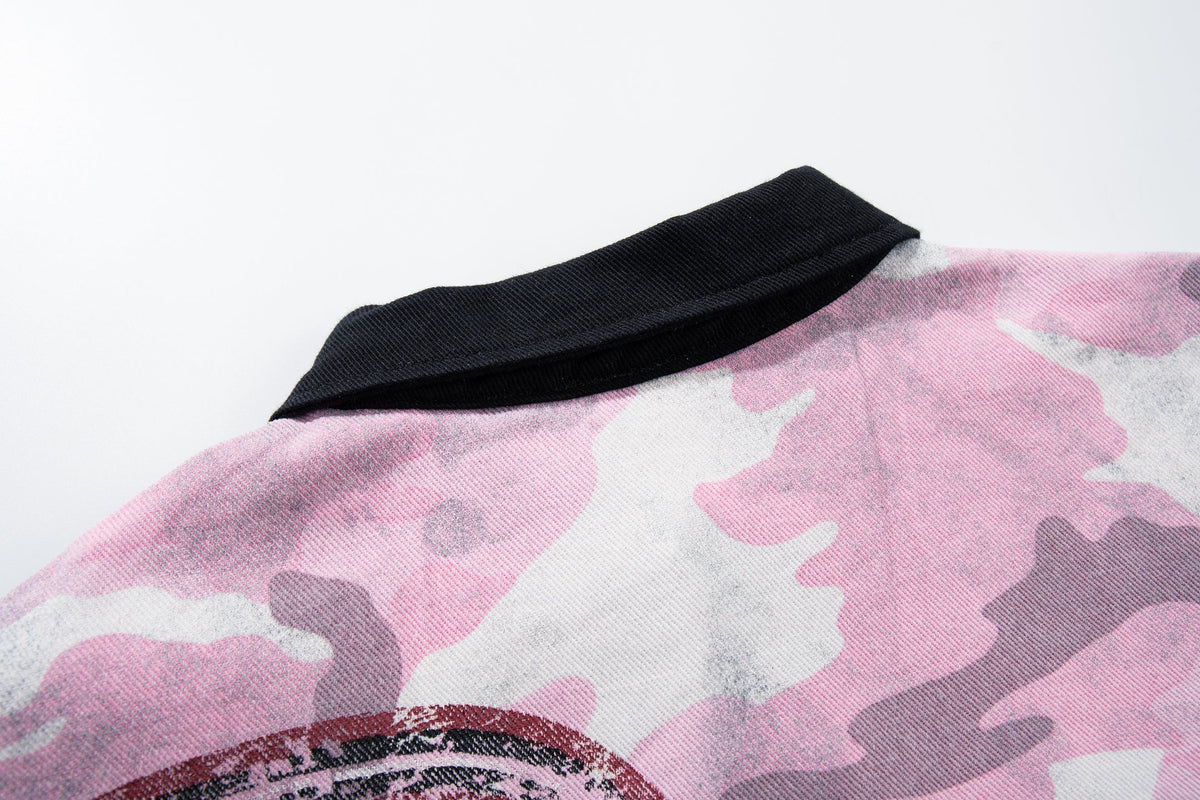 MFOUR | Raw-Edge Camo 39 Polo Shirt - product detail