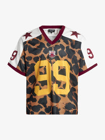 MT99 | Leopard 99 V-Neck Jersey in Leopard Print - front view