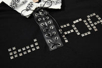 OREETA | Studded Lace-Up Leopard-Trim Polo Shirt - product detail