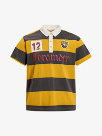 OREETA | 12 Crest Striped Rugby Shirt in Mustard - front view