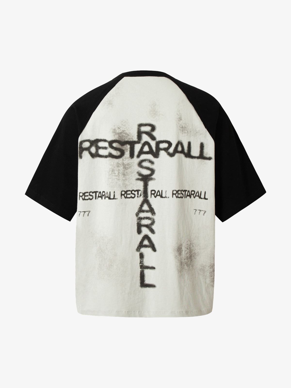 RESTARALL | Crow and Thorn Collage T-Shirt in Beige - back view