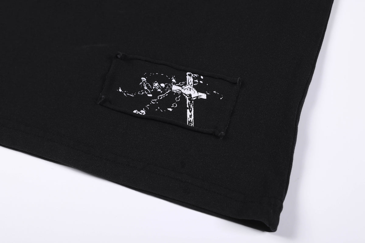 SMK MADE | Cross Cutout Contrast Panel T-Shirt - product detail