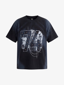 SPECTRA VISION | Studded 74 Collage T-Shirt in Faded Black - front view