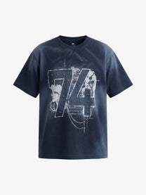 SPECTRA VISION | Studded 74 Collage T-Shirt in Faded Blue - front view