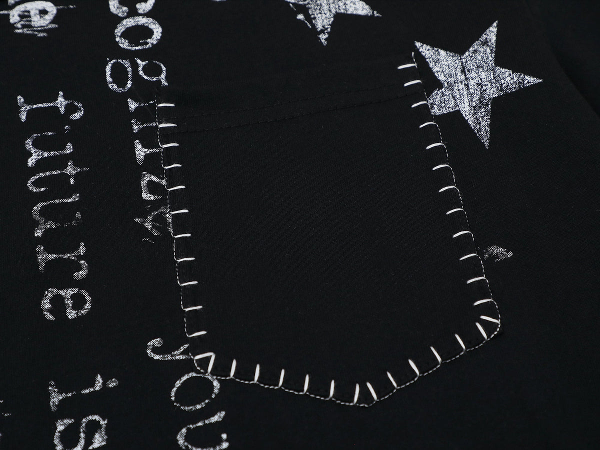 SAVAGE BASE | Star and Inverted Text T-Shirt - product detail