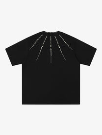 SAVAGE BASE | Radiating Bead T-Shirt in Black - back view