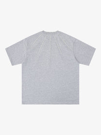 SAVAGE BASE | Radiating Bead T-Shirt in Gray - back view