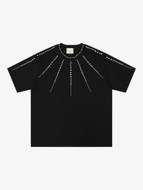 SAVAGE BASE | Radiating Bead T-Shirt in Black - front view