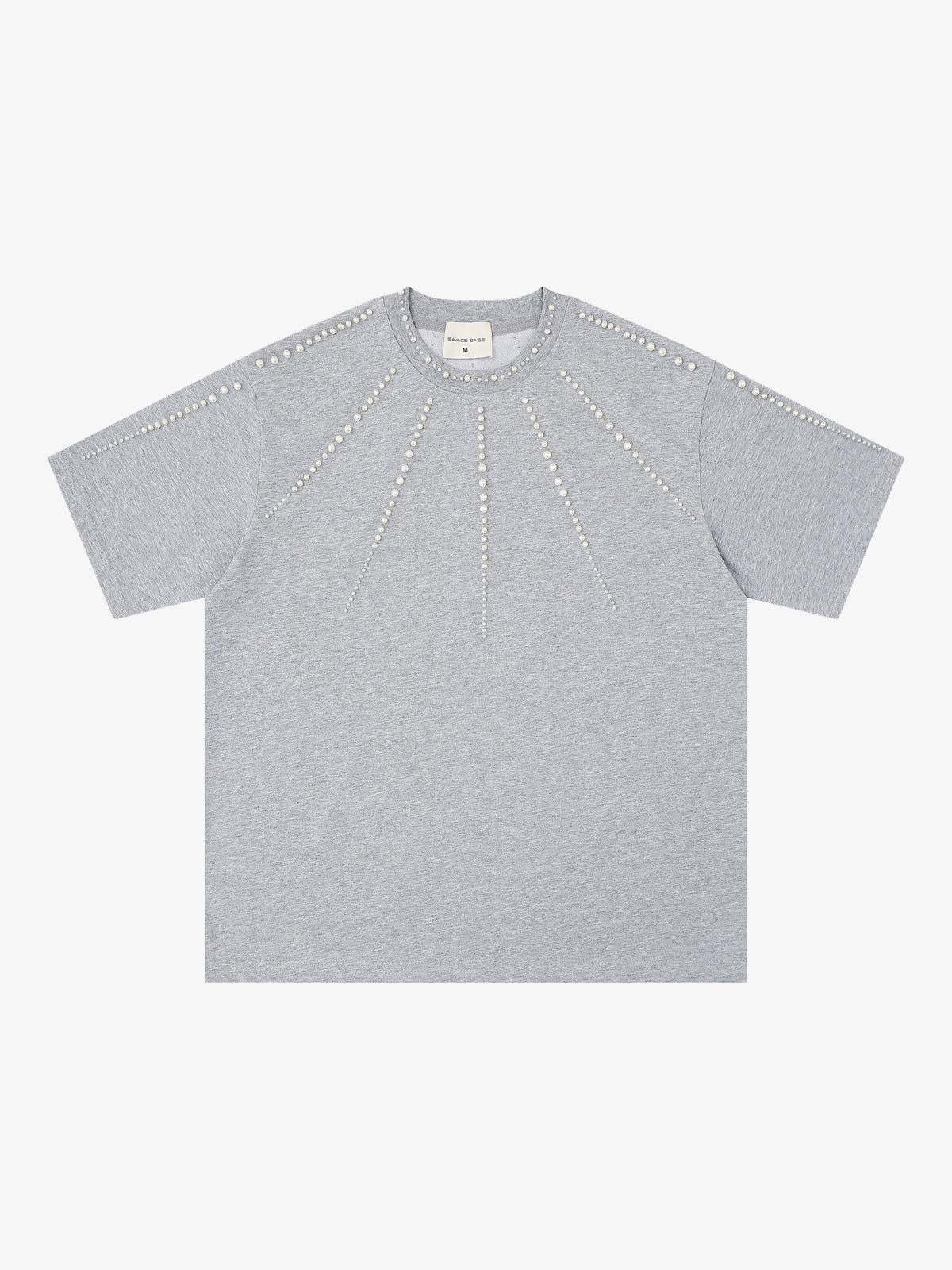 SAVAGE BASE | Radiating Bead T-Shirt in Gray - front view