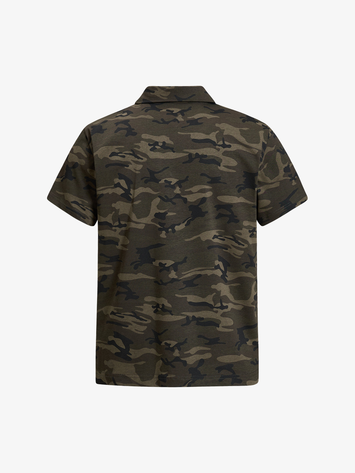 SKATE PARK | Sweeping Script Polo Shirt in Camo - back view