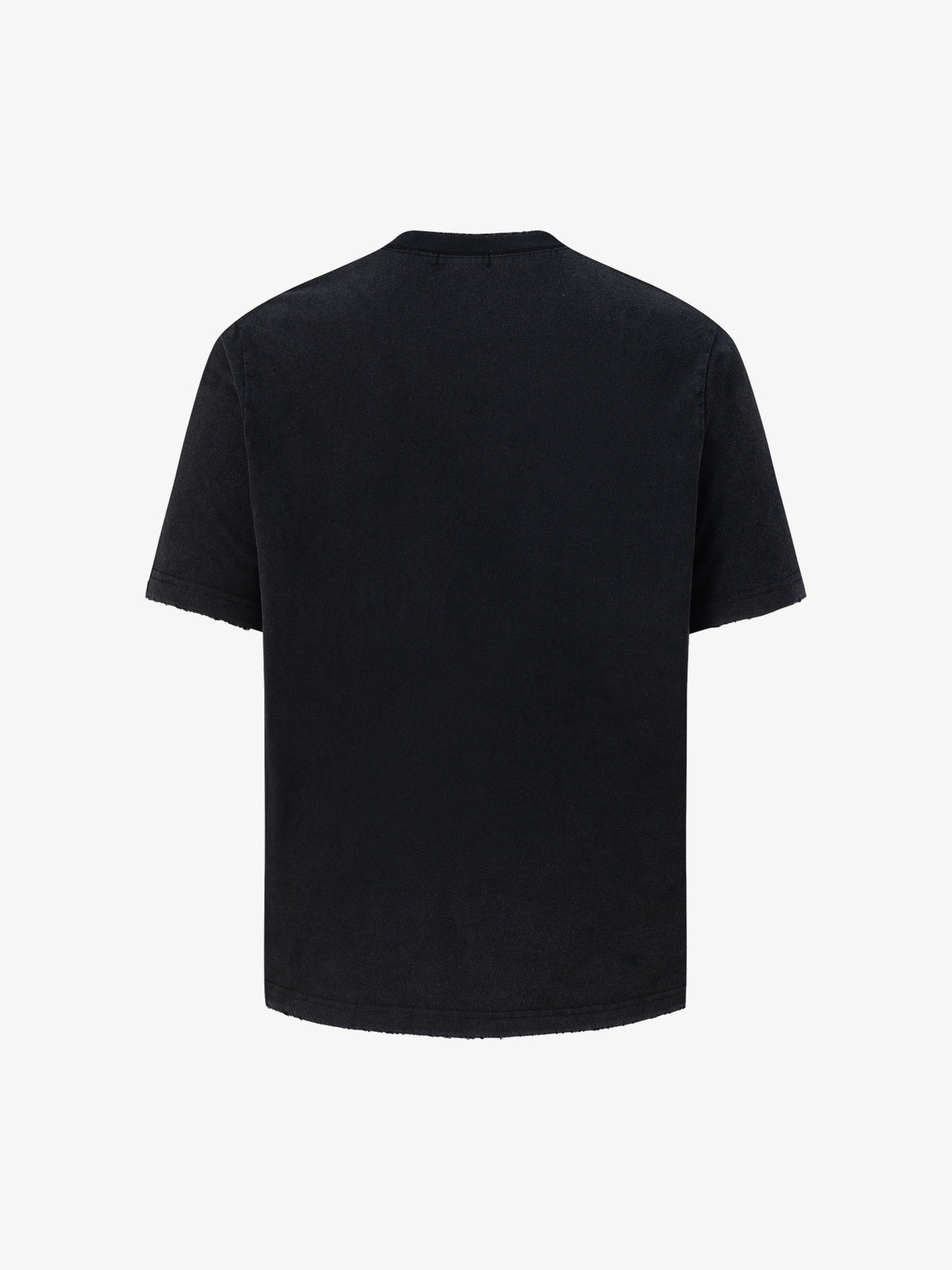TRYTHMCLU | Distressed Text Collage T-Shirt in Black - back view