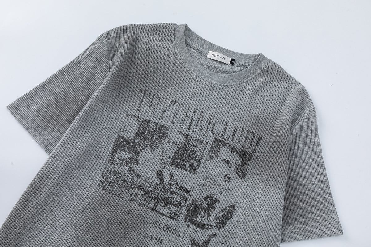 TRYTHMCLU | Faded Collage Waffle T-Shirt - product detail