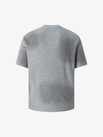 TRYTHMCLU | Faded Collage Waffle T-Shirt in Gray - back view