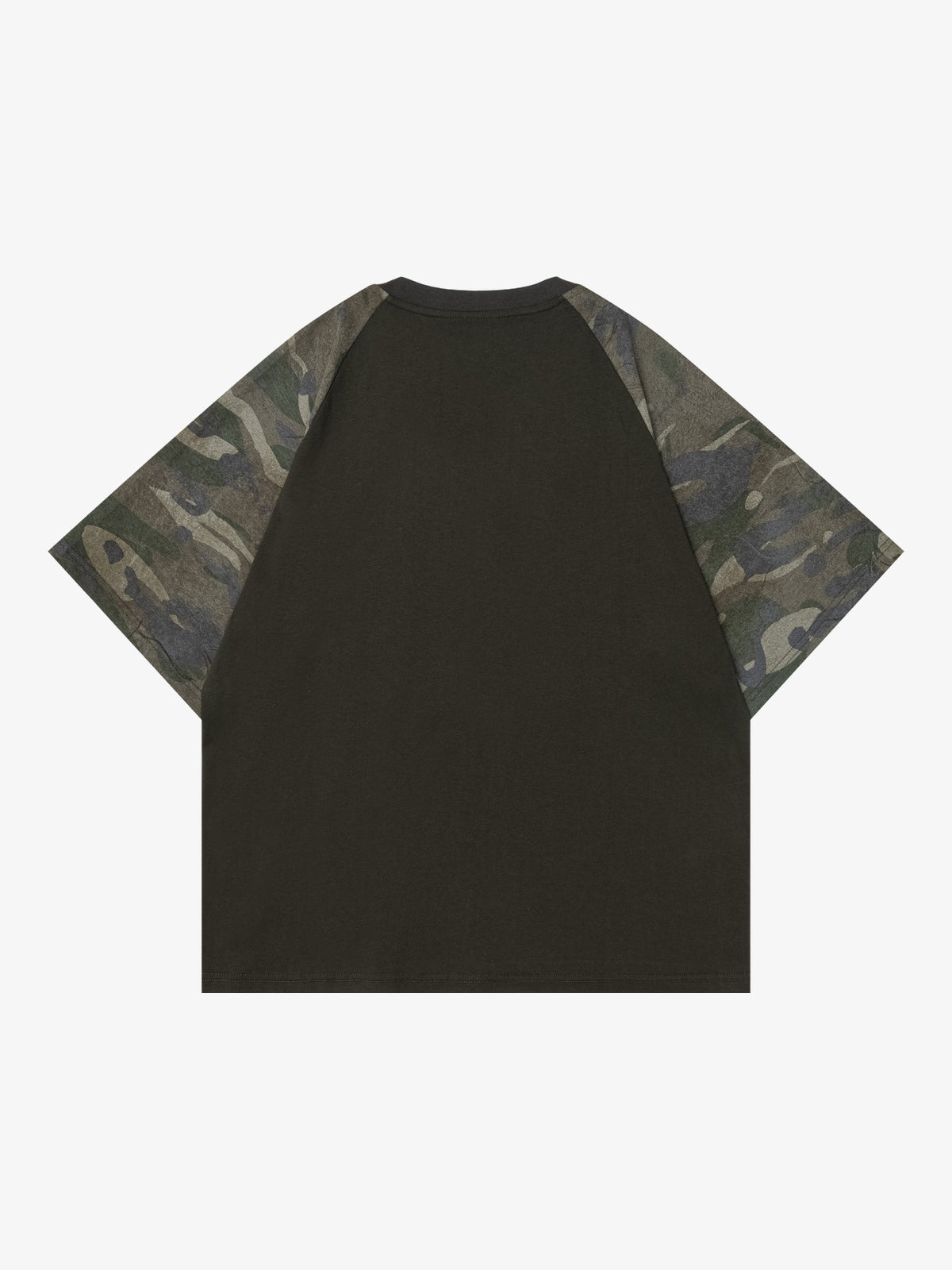 UNDSPP | Distorted Face Camo-Sleeve Raglan T-Shirt in Black - back view
