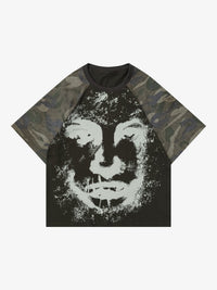 UNDSPP | Distorted Face Camo-Sleeve Raglan T-Shirt