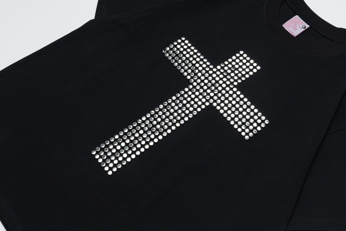 UNUSUAL ORIGINAL | Rhinestone Cross T-Shirt - product detail
