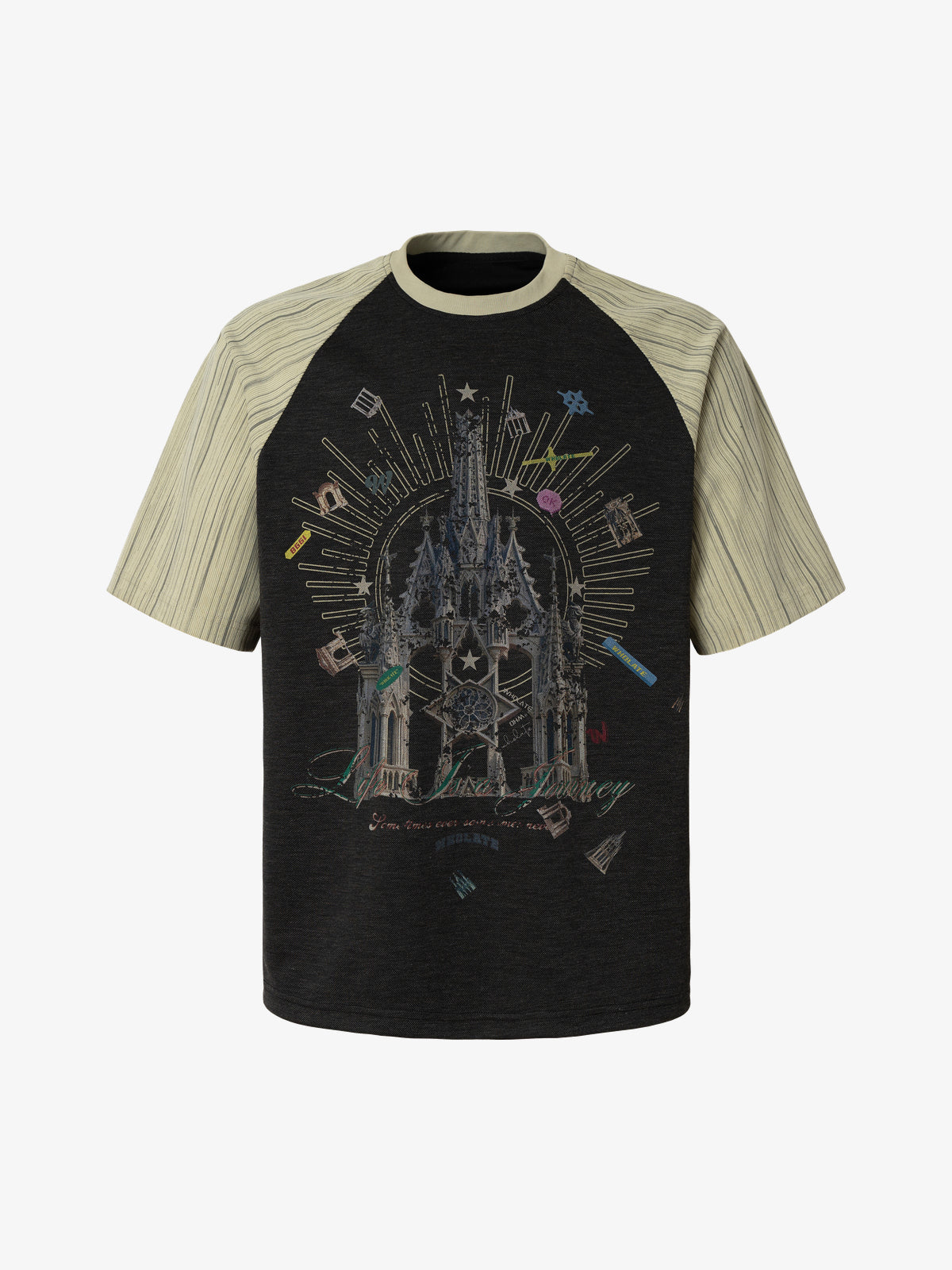 WHOLATE | Cathedral Raglan T-Shirt in Black - front view