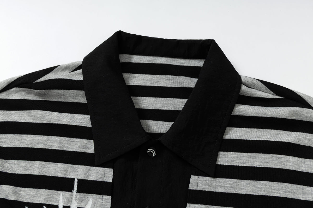 WHOLATE | Striped Collage Polo Shirt - product detail