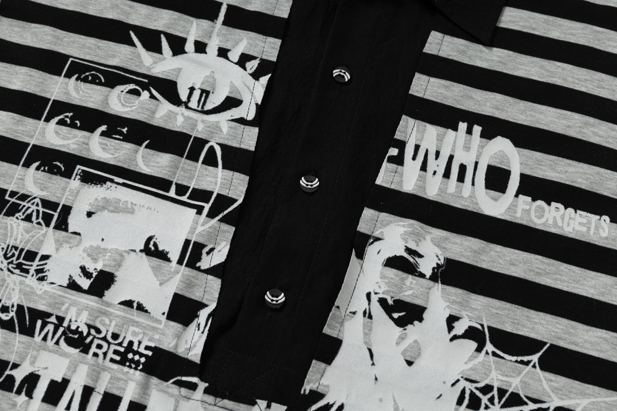 WHOLATE | Striped Collage Polo Shirt - product detail