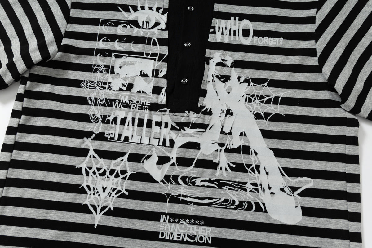 WHOLATE | Striped Collage Polo Shirt - product detail