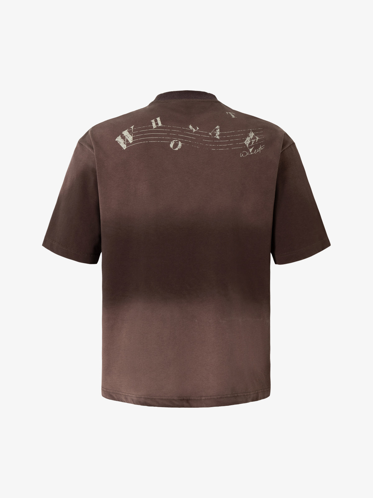 WHOLATE | Musical Instrument Washed T-Shirt in Dark Brown - back view